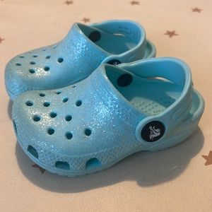 Toddler Baby Blue Glitter Crocs